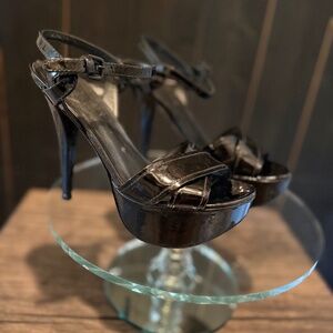 Black Patent Leather Platform Stilettos